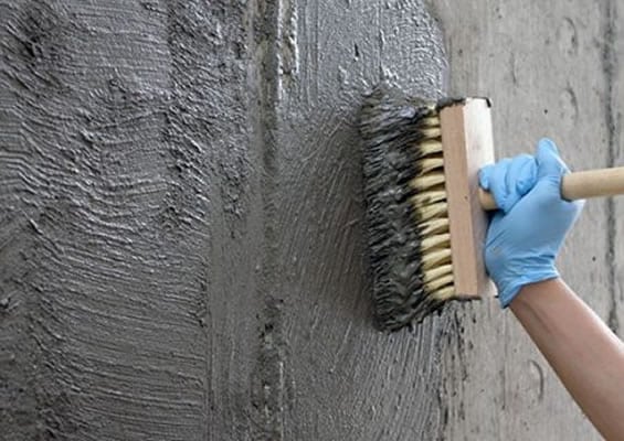 Basement tanking applied to brick walls